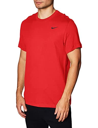 Nike Men's Dry Tee drifit Cotton Crew Solid, University Red/Black, Small