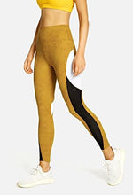 Load image into Gallery viewer, QUEENIEKE Women Yoga Pants Color Blocking Mesh Workout Running Leggings Tights Size XS Color Gloden Yellow Tie -dye
