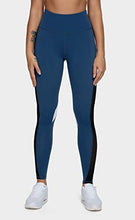 Load image into Gallery viewer, QUEENIEKE Women Yoga Pants Color Blocking Mesh Workout Running Leggings Tights Size S Color Dark Blue
