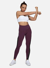 Load image into Gallery viewer, QUEENIEKE Women Yoga Pants Color Blocking Mesh Workout Running Leggings Tights Size XS Color Dark Rose Red
