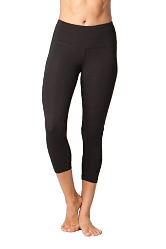 Yogalicious High Waist Ultra Soft Lightweight Capris -  High Rise Yoga Pants - Black Nude Tech