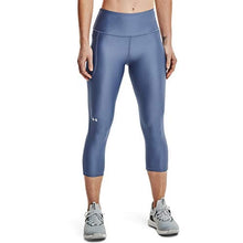 Load image into Gallery viewer, Under Armour Women&#39;s HeatGear Armour High No-Slip Waistband Pocketed Capri , Mineral Blue
