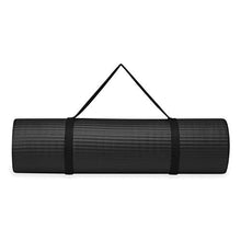 Load image into Gallery viewer, Gaiam Essentials Thick Yoga Mat Fitness &amp; Exercise Mat with Easy-Cinch Carrier Strap, Black, 72&quot;L X 24&quot;W X 2/5 Inch Thick
