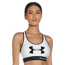 Load image into Gallery viewer, Under Armour Women&#39;s Armour Mid Keyhole Graphic Bra , White (100)/Black , Medium
