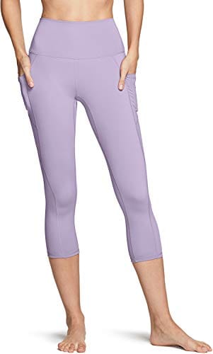 TSLA High Waist Yoga Pants with Pockets, Tummy Control Yoga