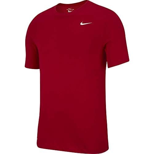 Nike Men's Dry Tee Drifit Cotton Crew Solid, Gym Red/White, Small