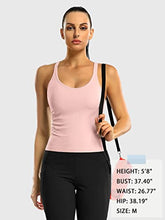Load image into Gallery viewer, ATTRACO Women Yoga Tops with Built in Bra Gym Ribbed Workout Tank Crop Top Pink S
