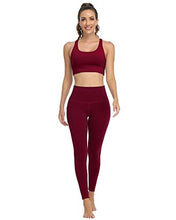 Load image into Gallery viewer, LZYVOO 3 Pack Leggings with Pockets for Women,High Waisted Workout Tummy Control Yoga Pants Black/Dgray/Bur
