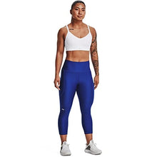 Load image into Gallery viewer, Under Armour Women&#39;s HeatGear Armour High No-Slip Waistband Pocketed Capri , Royal (400)/Sea Mist
