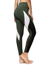 Load image into Gallery viewer, QUEENIEKE Women Yoga Pants Color Blocking Mesh Workout Running Leggings Tights Size S Color Dark Moss Green
