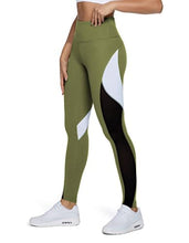 Load image into Gallery viewer, QUEENIEKE Women Yoga Pants Color Blocking Mesh Workout Running Leggings Tights Size XS Color Wild Pine
