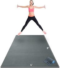 Load image into Gallery viewer, Premium Extra Large Exercise Mat - 8&#39; x 4&#39; x 1/4&quot; Ultra Durable, Non-Slip, Workout Mats for Home Gym Flooring - Jump, Cardio, MMA Mat - Use With or Without Shoes (96&quot; Long x 48&quot; Wide x 6mm Thick)
