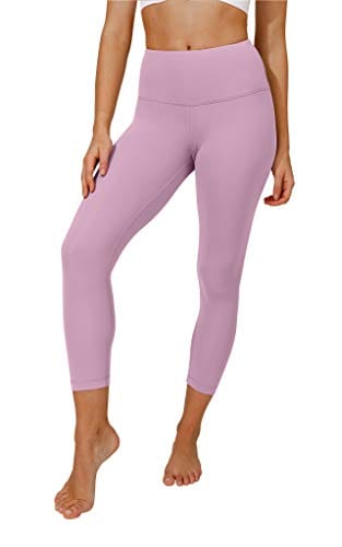 Yogalicious High Waist Ultra Soft Lightweight Capris - High Rise Yoga Pants - Dawn Pink Nude Tech