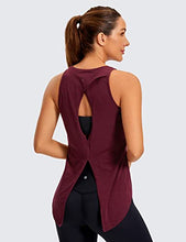 Load image into Gallery viewer, CRZ YOGA Women&#39;s Pima Cotton Workout Tank Tops Tie Back Sleeveless Shirts Yoga Athletic Open Back Sport Gym Tops Berry Heather Medium

