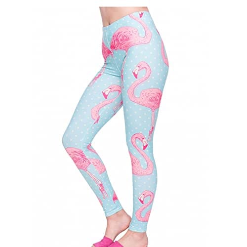Kanora Middle Waisted Seamless Workout Leggings - Women’s Mandala Printed Yoga Leggings, Tummy Control Running Pants (Flamingo Dot, One Size)