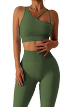 Load image into Gallery viewer, QINSEN Womens Exercise Seamless Crop Tops High Waisted Tummy Control Leggings Gym Sets Army Green S

