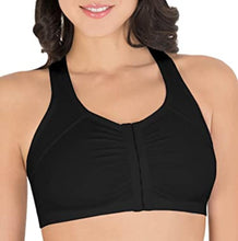 Load image into Gallery viewer, Fruit of the Loom Women&#39;s Front Close Racerback Sports Bra, Black Hue/White, 40
