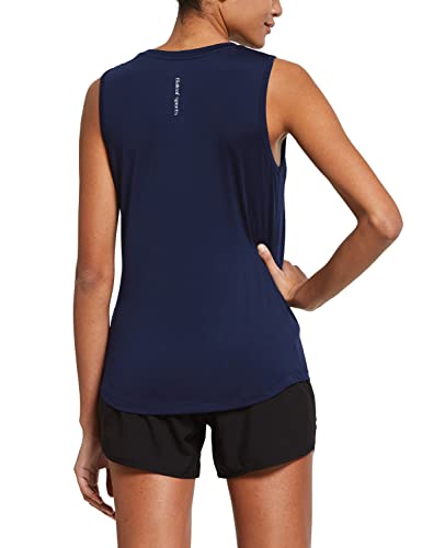 BALEAF Women's Sleeveless Athletic Shirts Workout Running Tank Tops Active Gym Tops Navy Size M
