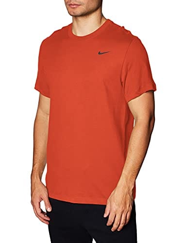 Nike Men's Dry Tee, Dri-FIT Solid Cotton Crew Shirt for Men, Team Orange/Black, S