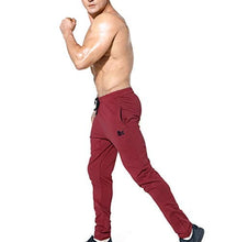 Load image into Gallery viewer, BROKIG Mens Zip Joggers Pants - Casual Gym Workout Track Pants Comfortable Slim Fit Tapered Sweatpants with Pockets (Small, Burgundy)
