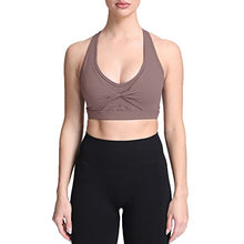 Load image into Gallery viewer, Aoxjox Twist Sports Bras for Women Workout Fitness Training Elegance V Neck Racerback Yoga Crop Tank Top (Coffee, Medium)
