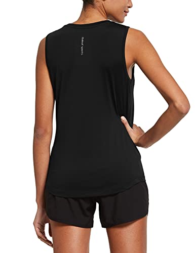 BALEAF Women's Workout Tank Tops Sleeveless Running Shirts Activewear Gym Tops Black Size L