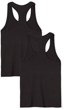 Load image into Gallery viewer, Amazon Essentials Women&#39;s Tech Stretch Relaxed-Fit Racerback Tank Top, Pack of 2, Black, Medium
