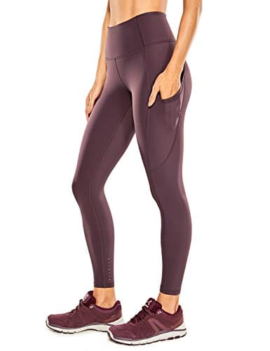 CRZ YOGA Women's Naked Feeling Workout Leggings 25 Inches - High Waisted Yoga Pants with Side Pockets Arctic Plum
