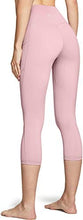 Load image into Gallery viewer, TSLA High Waist Yoga Pants with Pockets, Tummy Control Yoga Leggings, Non See-Through Workout Running Tights, Capris Pocket Peachy Pink Beige
