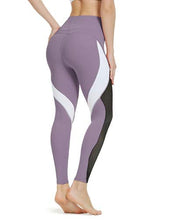 Load image into Gallery viewer, QUEENIEKE Women Yoga Pants Color Blocking Mesh Workout Running Leggings Tights Size XS Color Dahlia Purple
