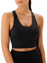 Load image into Gallery viewer, Workout Tops for Women Criss-Cross Back Padded Sports Bras for Women Medium Support Womens Crop Tops Black

