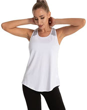 Load image into Gallery viewer, Aeuui Workout Tops for Women Mesh Racerback Tank Yoga Shirts Gym Clothes White
