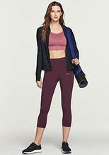 Load image into Gallery viewer, TSLA High Waist Yoga Pants with Pockets, Tummy Control Yoga Leggings, Non See-Through Workout Running Tights, Capris Pocket Peachy Dark Plum
