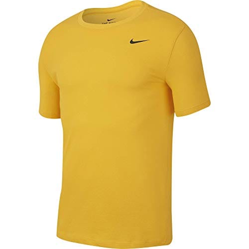 Nike Men's Dry Tee, Dri-FIT Solid Cotton Crew Shirt for Men, University Gold/Black, S