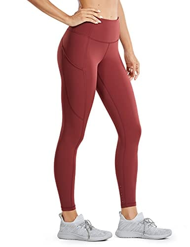 CRZ YOGA Women's Naked Feeling Workout Leggings 25 Inches - High Waisted Yoga Pants with Side Pockets Savannah