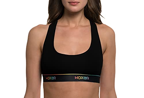 Woxer Boss Bralettes for Women - Wireless, Seamless, Comfortable Support Bra (Pride Black, XL)