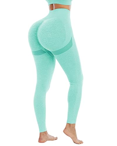 NORMOV Butt Lifting Workout Leggings for Women,Seamless High Waist Gym Yoga Pants Green