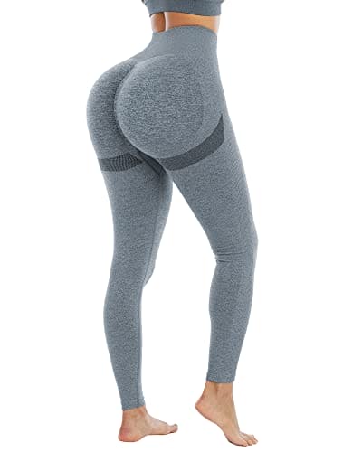 NORMOV Butt Lifting Workout Leggings for Women,Seamless High Waist Gym Yoga Pants Blue