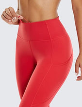 Load image into Gallery viewer, CRZ YOGA Women&#39;s Naked Feeling Workout Leggings 25 Inches - High Waisted Yoga Pants with Side Pockets Crimson
