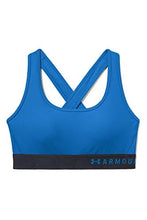 Load image into Gallery viewer, Under Armour womens HeatGear Armour Mid Impact Crossback Sports Bra , Blue Circuit (436)/Blue Circuit , X-Small
