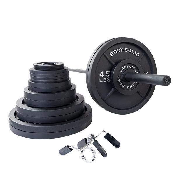 400lb. Cast Iron Olympic Weight Set with 7' Olympic bar and collars - The Home Fitness Corp