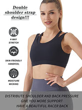 Load image into Gallery viewer, RUNNING GIRL Racerback Sports Bra for Women,High Impact Support Double Layer Yoga Bra Workout Removable Cups Activewear (Black, L)
