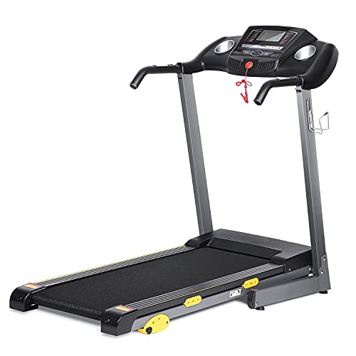 Folding Electric Treadmill Running Machine with 3 Levels Manual Incline - 2.5 HP Power 15 Preset Program 10 Minutes Assembly, Max. 8.5 MPH with Large Display & Cup Holder for Home Use