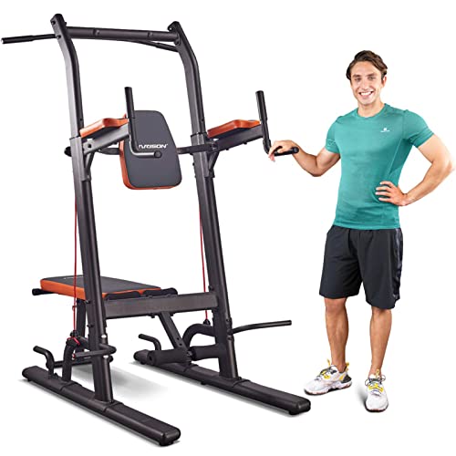 HARISON Multifunction Power Tower with Bench Pull up Bar dip station for Home Gym workout Strength Training Fitness Equipment