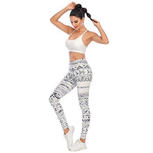 Load image into Gallery viewer, White Aztec Seamless Workout Leggings - Women’s Grey Yoga Leggings, Tummy Control Running Pants (Grey Ice, One Size)
