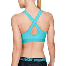 Load image into Gallery viewer, Under Armour womens HeatGear Armour Mid Impact Crossback Sports Bra , Breathtaking Blue (400)/Onyx White , X-Small

