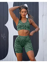 Load image into Gallery viewer, GXIN Women&#39;s Workout 2 Piece Outfits High Waist Running Shorts Seamless Gym Yoga Sports Bra Darkgreen
