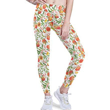 Load image into Gallery viewer, visesunny High Waist Yoga Pants with Pockets Peach Tropic Fruit Leaf Flower Tummy Control Workout Running Yoga Leggings for Women
