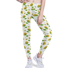 Load image into Gallery viewer, visesunny High Waist Yoga Pants with Pockets Simple Style Sunflower Bee Soft Tummy Control Workout Leggings
