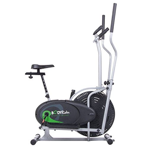 Body Rider Elliptical Machine and Stationary Bike with Seat and Easy Computer Dual Trainer 2 in 1 Cardio Exercise Machine Home Gym Workout Equipment BRD2000 Black grey One Size The Home Fitness